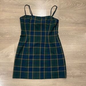 Sunday Best Tartan Mini Dress in Green and Navy